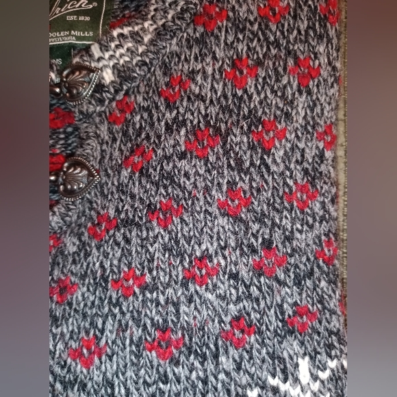 Woolrich | Lambswool Snowflake Winter Sweater Deep Ruby Multi Size Small - Picture 5 of 15